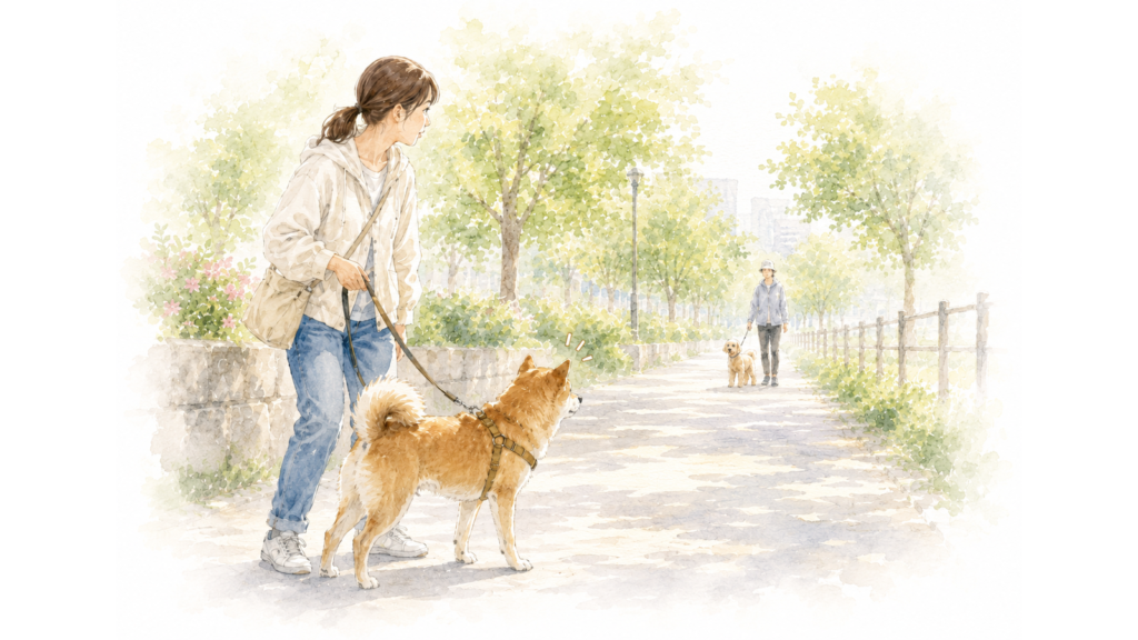 散歩中に他犬に吠える 前兆行動 1600x900